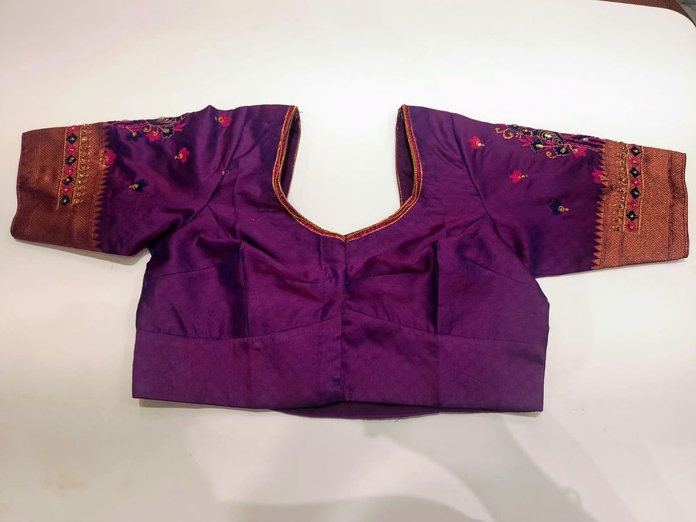 Purple zari-work blouse – custom stitched at Aarya Fashion, Kalyani Nagar