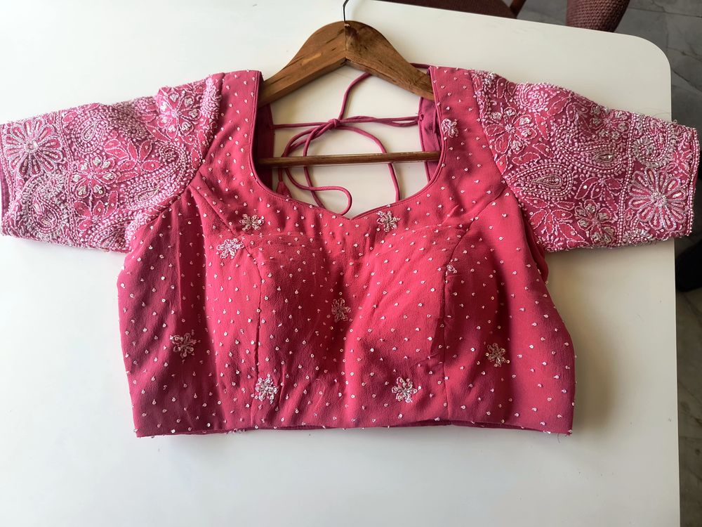 Rose sequin-work blouse – custom stitched at Aarya Fashion, Kalyani Nagar