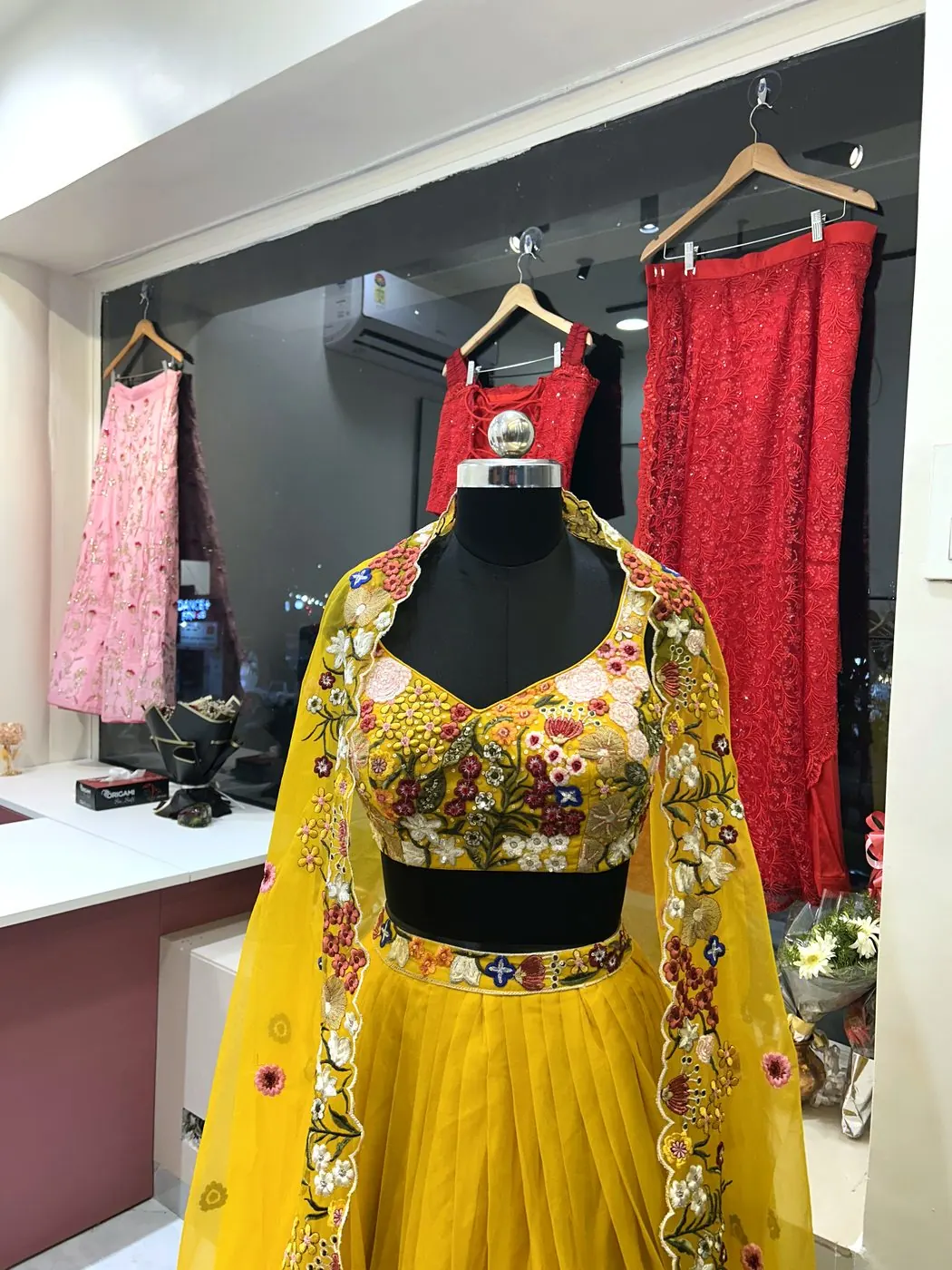 Hand-embroidered haldi lehenga – Aarya Fashion Designing & Tailoring, Kalyani Nagar, Pune